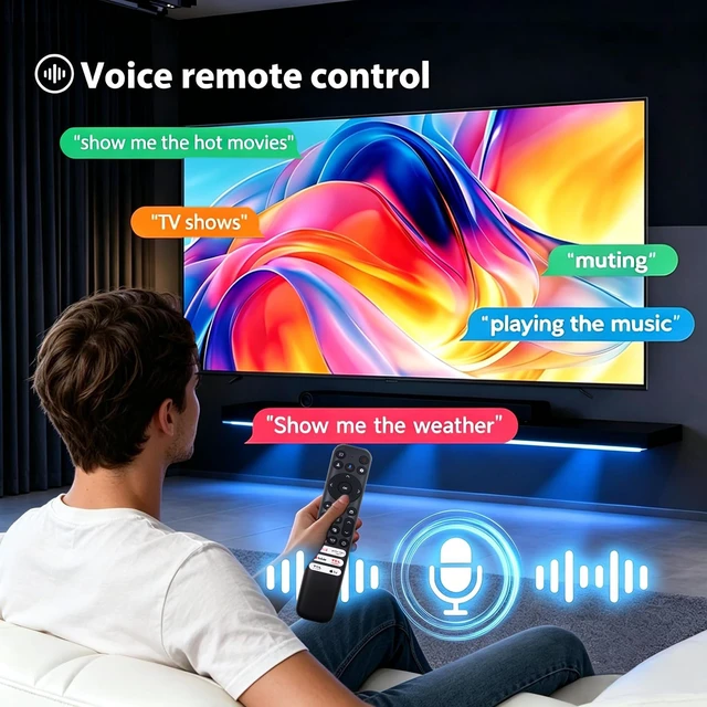 Alt view image 3 of 6 - RC813 Voice Remote Compatible with TCL Google TV for 4K UHD HDR LED QLED QD-Mini LED Full-HD Smart TVs TCL QM8/QM7/S5/S4/S3/Q7/Q6/Q5 Series