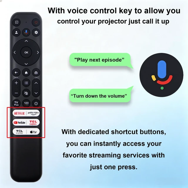 Alt view image 4 of 6 - RC813 Voice Remote Compatible with TCL Google TV for 4K UHD HDR LED QLED QD-Mini LED Full-HD Smart TVs TCL QM8/QM7/S5/S4/S3/Q7/Q6/Q5 Series