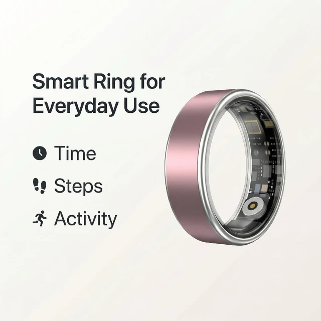 Alt view image 4 of 7 - Smart Ring Size 9, Fitness HR SpO2 Sleep Tracker, Pink, iOS Android