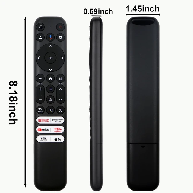Alt view image 6 of 6 - RC813 Voice Remote Compatible with TCL Google TV for 4K UHD HDR LED QLED QD-Mini LED Full-HD Smart TVs TCL QM8/QM7/S5/S4/S3/Q7/Q6/Q5 Series