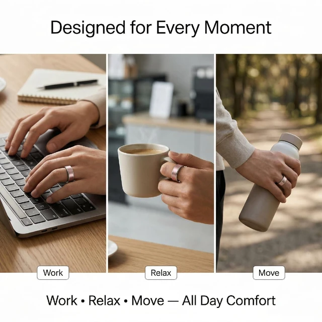 Alt view image 7 of 7 - Smart Ring Size 9, Fitness HR SpO2 Sleep Tracker, Silver, iOS Android