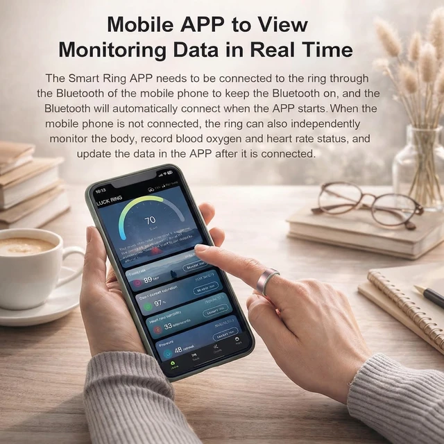 Alt view image 7 of 7 - Smart Ring Size 7, Fitness HR SpO2 Sleep Tracker, Silver, iOS Android