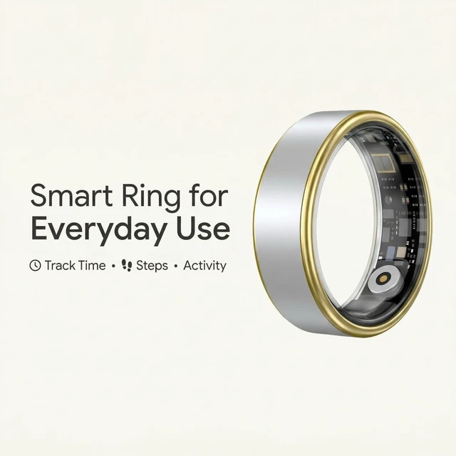 Alt view image 4 of 7 - Smart Ring Size 9, Fitness HR SpO2 Sleep Tracker, Silver, iOS Android