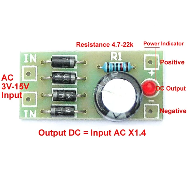 Alt view image 5 of 7 - 3Pcs AC-DC Converter 6V 12V 24V to 12V 6V Full Bridge Rectifier Filter Power Supply Module, For Model Train Railroad LED, 1N4007 Rectifier, Input AC 6V-32V, AC to DC Converter