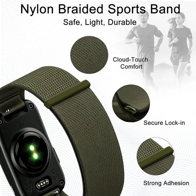 Alt view image 2 of 7 - Nylon Sport Band Compatible with Garmin CIRQA Bands, Adjustable Hook & Loop Replacement Wrist Strap Breathable Soft Bands for Men Women