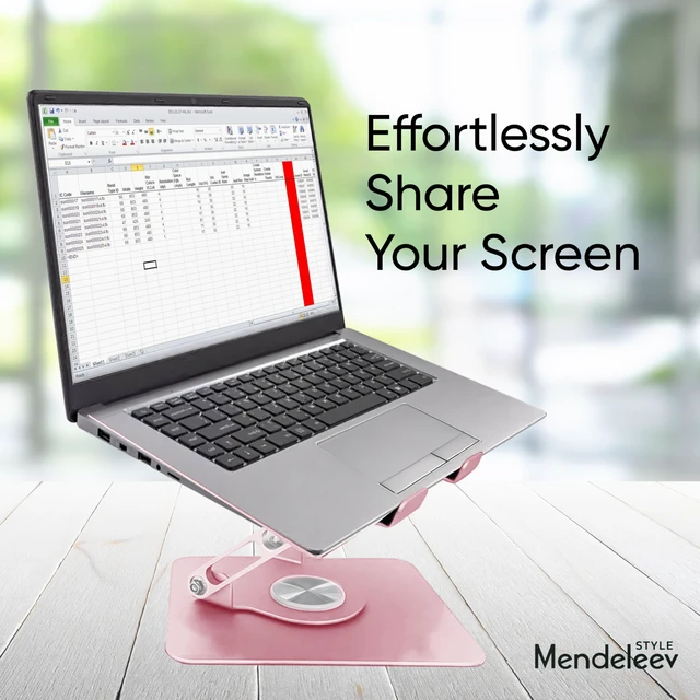 Alt view image 6 of 6 - Pink 360° Rotating Foldable Adjustable Laptop Stand, Fits Up to 16 Inches Pink adjustable laptop stand with a 360° rotating base, foldable design and support for laptops up to 16 inches