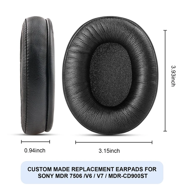 Alt view image 6 of 7 - Replacement Ear Pads for Sony MDR-7506, Earpad Cushions with Noise Isolation Memory Foam Premium Leather for Sony MDR V6 / MDR V7 / MDR-CD900ST Headphones (Bright Black)