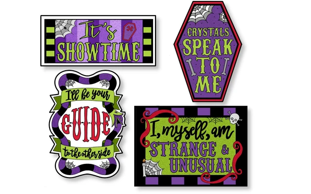 Alt view image 2 of 7 - Beetlejuice Inspired Stickers (Set of 4) It's Showtime Collection, Broadway Musical Merchandise, Die-Cut & Bubble Free Vinyl, Ideal Gift for Theatre Lovers
