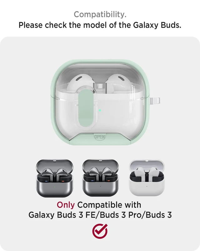 Alt view image 2 of 7 - for Samsung Galaxy Buds 3/Buds3 pro/Buds3 FE Case with Phone Stand, Full Body Shockproof Secure Lock Clip Protective Cover for Galaxy Buds 3/Buds3 pro/Buds3 FE with Carabiner(Mint Green)