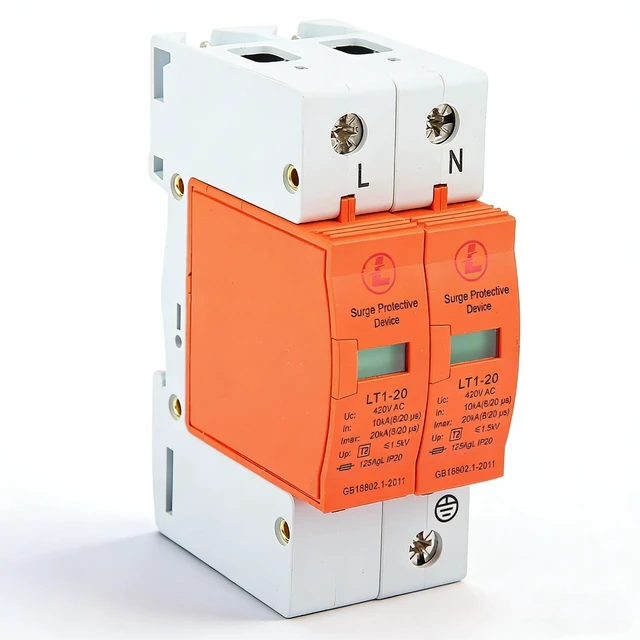 Main image of House Arrester Device 2P Voltage Arrester Device, 10kA-20kA 420v AC Low-Voltage Arrester Device Flame Retardant Protector Arresters for Home Office