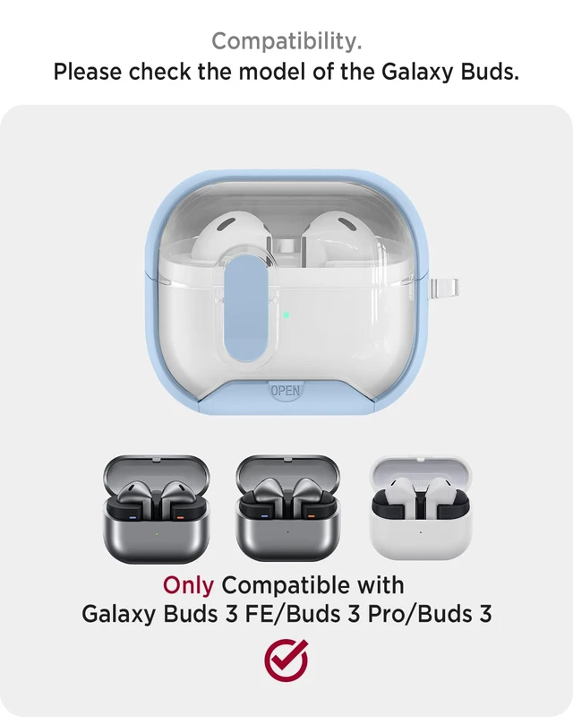 Alt view image 2 of 7 - for Samsung Galaxy Buds 3/Buds3 pro/Buds3 FE Case with Phone Stand, Full Body Shockproof Secure Lock Clip Protective Cover for Galaxy Buds 3/Buds3 pro/Buds3 FE with Carabiner(Light Blue)