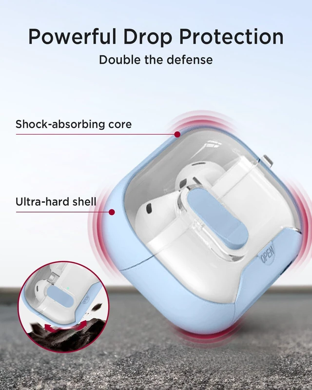 Alt view image 6 of 7 - for Samsung Galaxy Buds 3/Buds3 pro/Buds3 FE Case with Phone Stand, Full Body Shockproof Secure Lock Clip Protective Cover for Galaxy Buds 3/Buds3 pro/Buds3 FE with Carabiner(Light Blue)