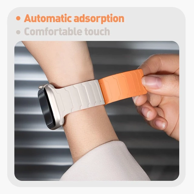 Alt view image 7 of 7 - 20mm, 22mm Magnetic Watchband Compatible with Moto Watch 120 Band, Silicone Sport Strong Magnet Strap for 70, 100, 120, 360 3rd Gen 2020 Smartwatch (2 Pack B, for 20mm size band)