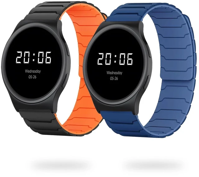 Main image of 20mm, 22mm Magnetic Watchband Compatible with Moto Watch 120 Band, Silicone Sport Strong Magnet Strap for 70, 100, 120, 360 3rd Gen 2020 Smartwatch (2 Pack A, for 20mm size band)