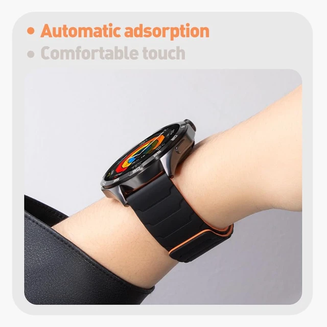 Alt view image 7 of 7 - 20mm, 22mm Magnetic Watchband Compatible with Moto Watch 120 Band, Silicone Sport Strong Magnet Strap for 70, 100, 120, 360 3rd Gen 2020 Smartwatch (2 Pack A, for 20mm size band)