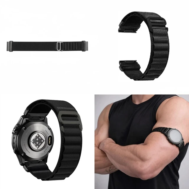 Alt view image 7 of 7 - for Garmin Arm or Ankle Watch Band, Nylon Multi-Loop Adjustable Armband Compatible with Garmin QuickFit 20mm 22mm 26mm, Secure Non-Wrist Wear for Running, Walking Pad & Work