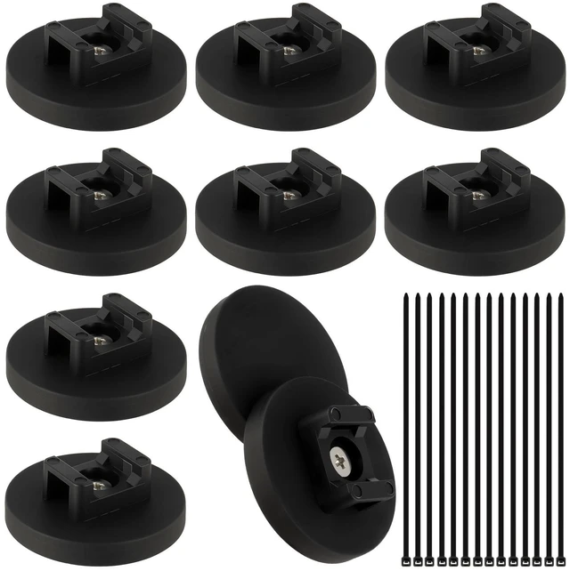 Main image of Magnetic Zip Tie Mount Wire Cable Holder 10 Pcs 43mm Magnetic Cable Zip Tie Base with 50 Pcs Heavy Duty Zip, Multipurpose Wire Clips Management Base, Black