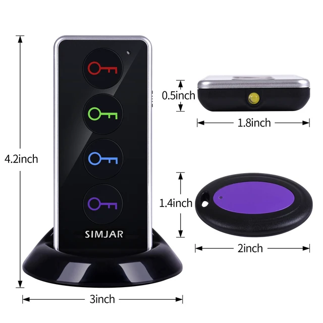 Alt view image 7 of 7 - Key Finder with Up to 131ft Working Range in Open Space, Wireless Remote Control RF Key Finder Locator for Keys Wallet Phone Glasses Luggage Pet Tracker