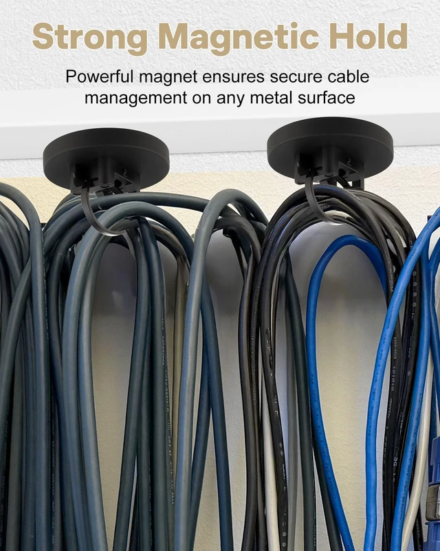 Alt view image 3 of 6 - Magnetic Zip Tie Mount Wire Cable Holder 10 Pcs 43mm Magnetic Cable Zip Tie Base with 50 Pcs Heavy Duty Zip, Multipurpose Wire Clips Management Base, Black