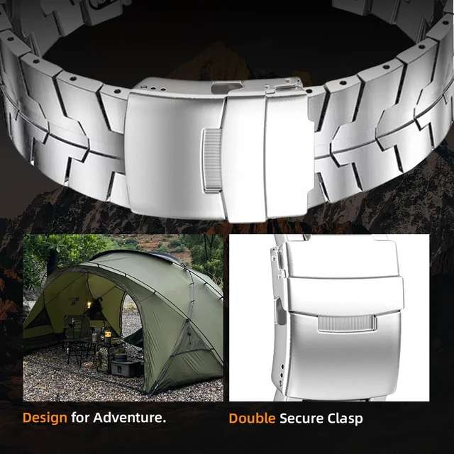 Alt view image 7 of 7 - 26mm Mecha Steel Bands Compatible for Garmin Fenix 8 51mm/7X/6X/5X Plus Band,Quick Fit Rugged Utra Metal Strap with Folding Clasp for Fenix 3/3 HR/Tactix/Epix Pro2 51mm/Instinct 3-50mm/Instinct 2X Men