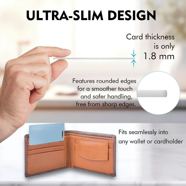 Alt view image 4 of 7 - MFi Certified Wallet Tracker Card for Apple Find My, Ultra Slim Rechargeable & IP68 Waterproof Item Finder Locator Tag to Find Lost Wallets, Keys, Luggage (Blue, 1 Pack)