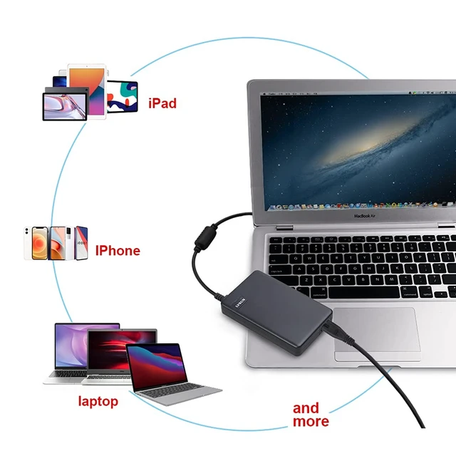 Alt view image 5 of 7 - Universal Laptop Charger 90W Slim AC Adapter Power Supply Cord with Dual USB Ports 5V2.1A for Mobile Tablet Compatible with Lenovo HP Toshiba Samsung Acer Asus and Most Notebooks, DC 18.5-20V