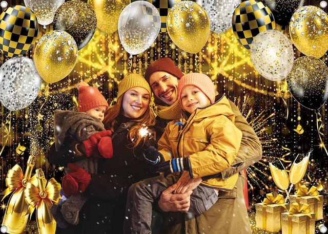 Alt view image 2 of 7 - Black Gold Glitter Backdrop Black and Gold Ballon Photography Background Prom New Years Wedding Birthday Party Decoration Banner Photo Supplies (Gold, 8x6FT(94 x 70 inch))