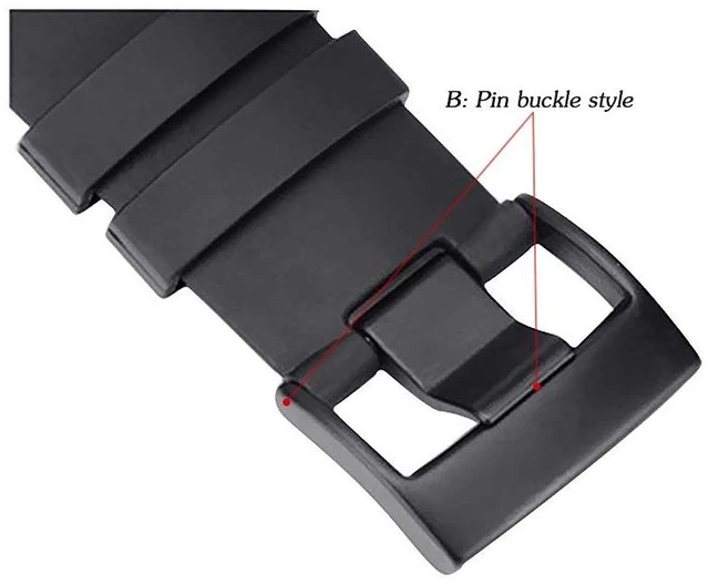 Alt view image 5 of 7 - Watch Bands Compatible with Suunto Core, Classic Soft Rubber Replacement Wrist Strap for Suunto Core Smart WatchA/B Style Available Select Black