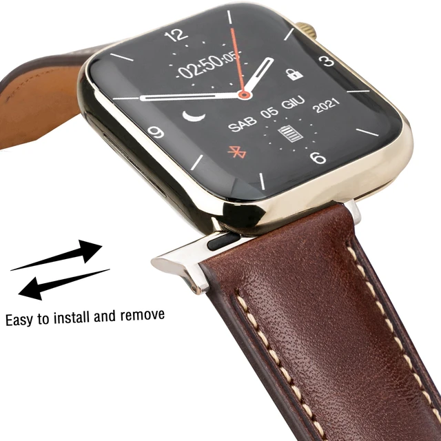Alt view image 7 of 7 - Leather Bands Compatible with Apple Watch Band 42mm 44mm 45mm 49mm Ultra, Replacement Band Leather Strap for Men iWatch Ultra 3/2/1 Series 9 8 7 6 5 4