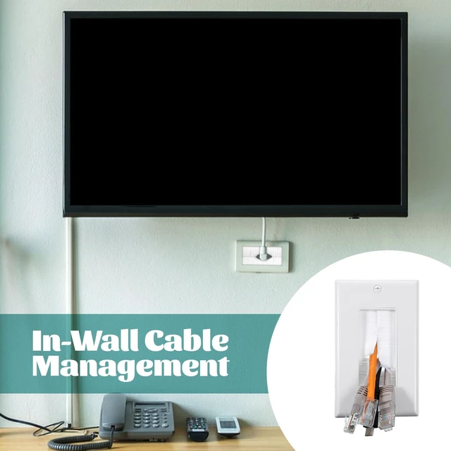 Alt view image 3 of 7 - 12 Pack Brush Wall Plate, Cable Pass Through Insert for Wires Multimedia Pass-Through Insert, Single Gang Cable Access Strap, Wall Socket, 4.50" x 2.75", White, 24 Screws Included