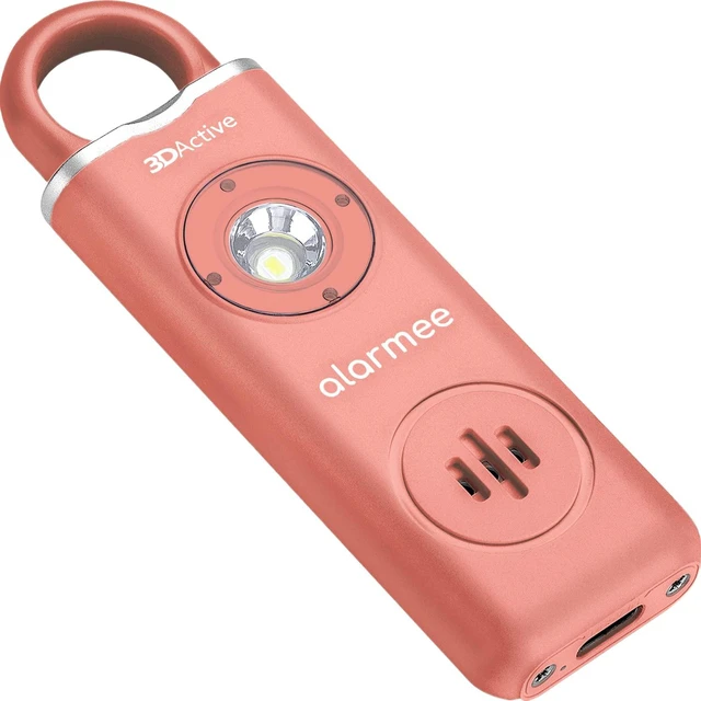 Main image of Alarmee Personal Safety Alarm for Women Kids Teens & Seniors 130dB Loud Emergency Alarm Rechargeable Self Defense Device with LED Light Portable Keychain for Travel & Night Safety - Coral