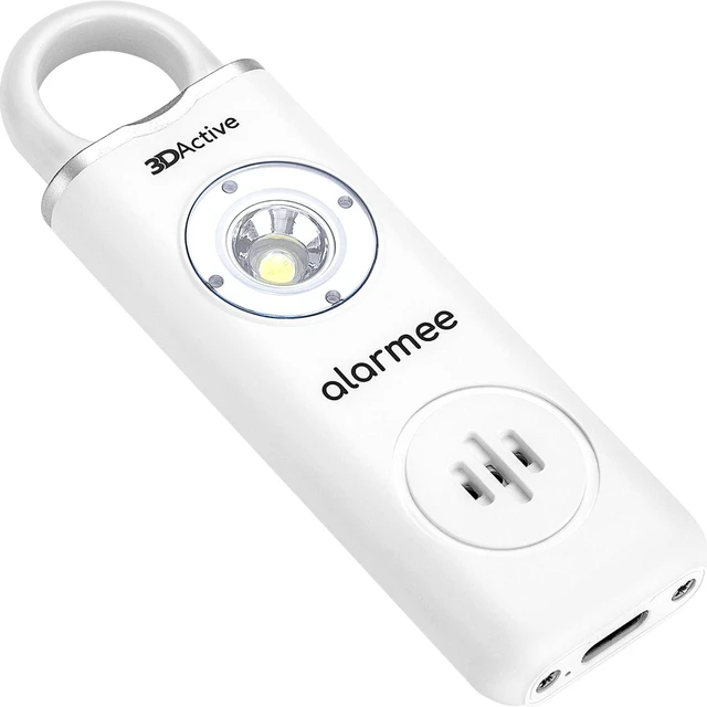Main image of Alarmee Personal Safety Alarm for Women Kids Teens & Seniors 130dB Loud Emergency Alarm Rechargeable Self Defense Device with LED Light Portable Keychain for Travel & Night Safety - White