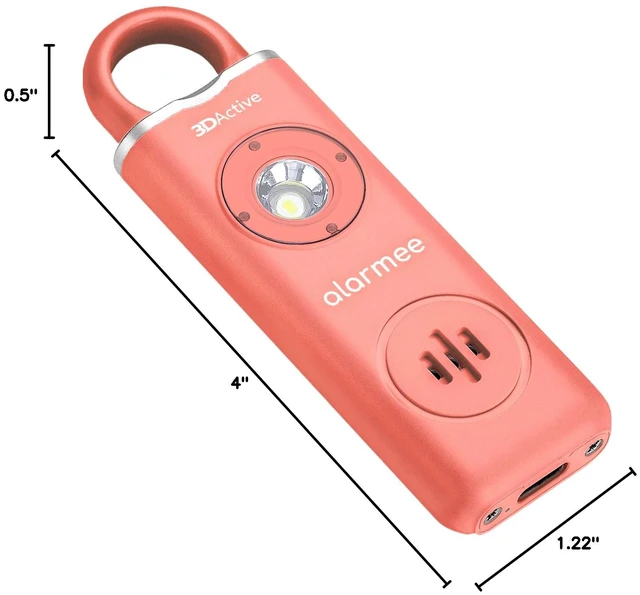 Alt view image 4 of 4 - Alarmee Personal Safety Alarm for Women Kids Teens & Seniors 130dB Loud Emergency Alarm Rechargeable Self Defense Device with LED Light Portable Keychain for Travel & Night Safety - Coral