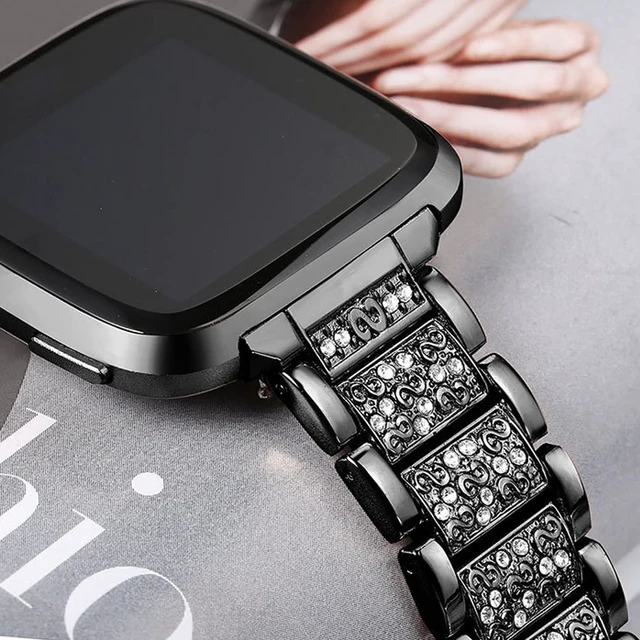 Alt view image 3 of 7 - Women's Jewelry Bling Diamond Metal Dressy Strap, Adjustable Replacement Strap Accessories Sports Band Compatible for Quican ID208 Plus 1.8 Inches Smart Watch
