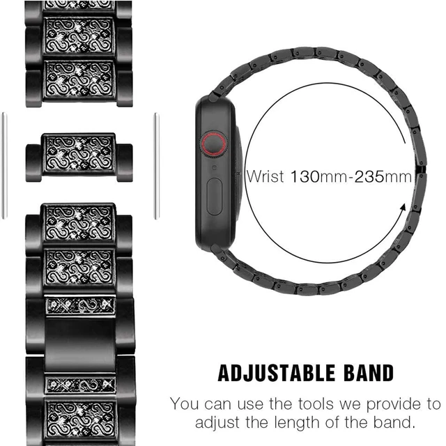 Alt view image 7 of 7 - Women's Jewelry Bling Diamond Metal Dressy Strap, Adjustable Replacement Strap Accessories Sports Band Compatible for Quican ID208 Plus 1.8 Inches Smart Watch