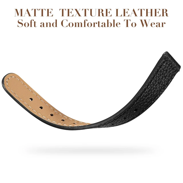 Alt view image 2 of 7 - Slim Leather Band Compatible with Garmin Lily 2/Lily 2 Classic/Active, Genuine Leather Thin Soft Replacement Strap for Women Men
