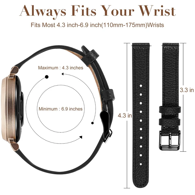 Alt view image 4 of 7 - Slim Leather Band Compatible with Garmin Lily 2/Lily 2 Classic/Active, Genuine Leather Thin Soft Replacement Strap for Women Men