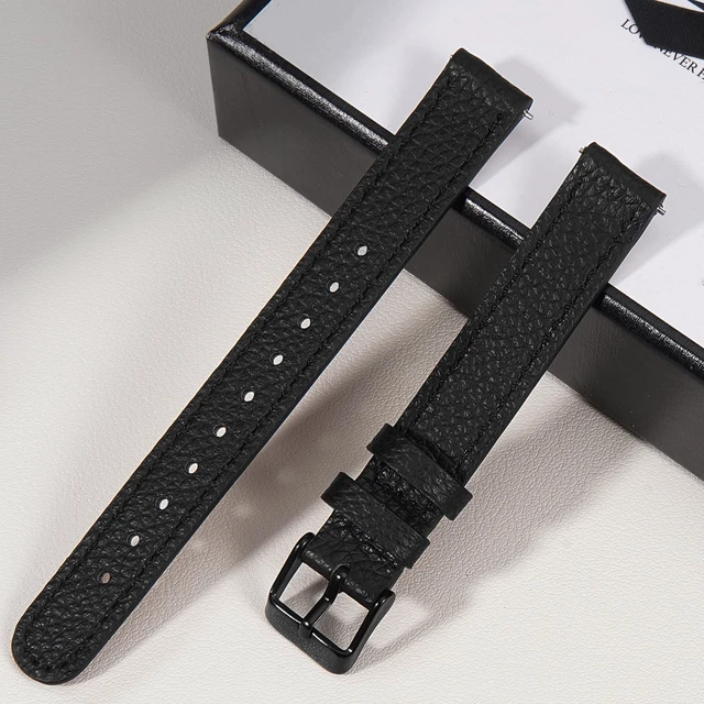 Alt view image 5 of 7 - Slim Leather Band Compatible with Garmin Lily 2/Lily 2 Classic/Active, Genuine Leather Thin Soft Replacement Strap for Women Men