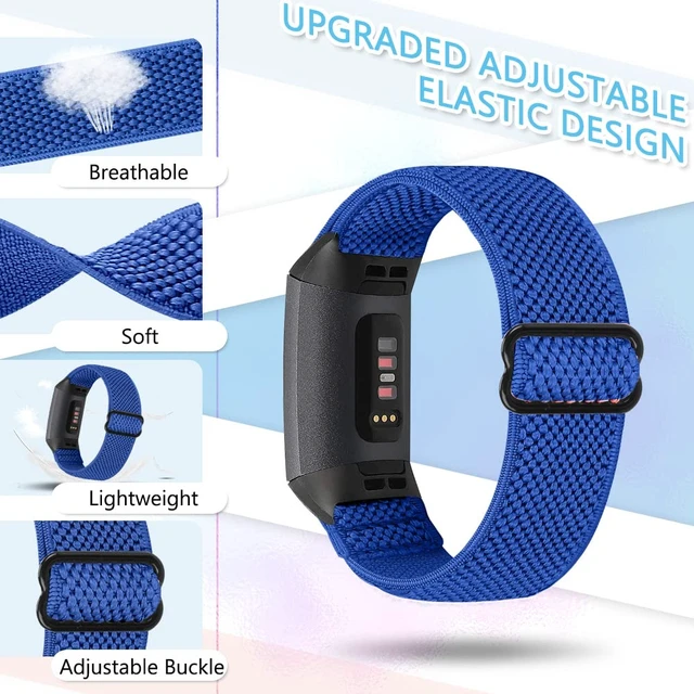 Alt view image 2 of 7 - 10 Pack Elastic Nylon Watch Bands Compatible with Fitbit Charge 4/Charge 4 SE/Charge 3/Charge 3 SE Bands, Adjustable Breathable Stretchy Replacement Wristbands Bracelet for Women Men