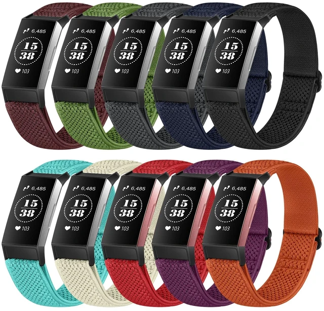 Main image of 10 Pack Elastic Nylon Watch Bands Compatible with Fitbit Charge 4/Charge 4 SE/Charge 3/Charge 3 SE Bands, Adjustable Breathable Stretchy Replacement Wristbands Bracelet for Women Men