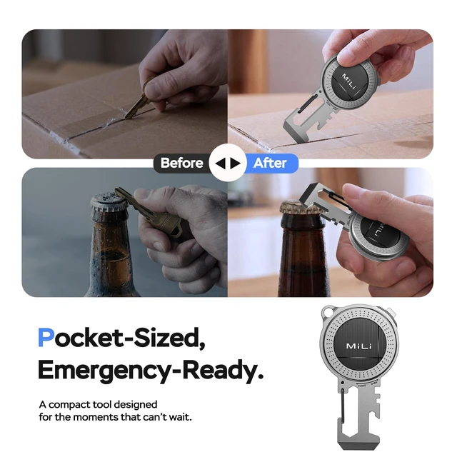 Alt view image 4 of 6 - 2-in-1 Multitool with Bluetooth Tracker for iOS and Android Works with Apple Find My & Google Find Hub Keychain Tracker Bottle Opener, Carabiner with Tracker