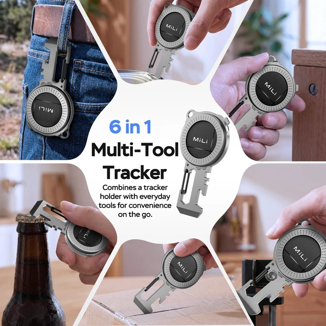 Alt view image 6 of 6 - 2-in-1 Multitool with Bluetooth Tracker for iOS and Android Works with Apple Find My & Google Find Hub Keychain Tracker Bottle Opener, Carabiner with Tracker