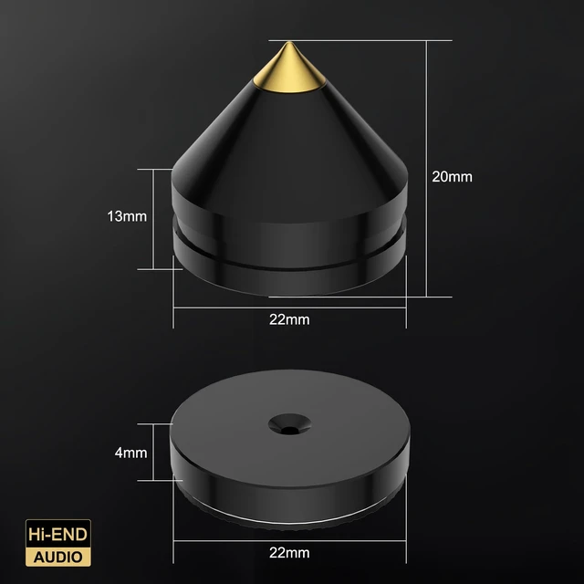 Alt view image 2 of 7 - 4Pcs Speaker Spikes Stand HiFi Speaker Isolation Feet with Non-Slip Rubber Pads for Audio,Speakers,Subwoofers,Turntable DAC etc (24mmx23mm, Black)