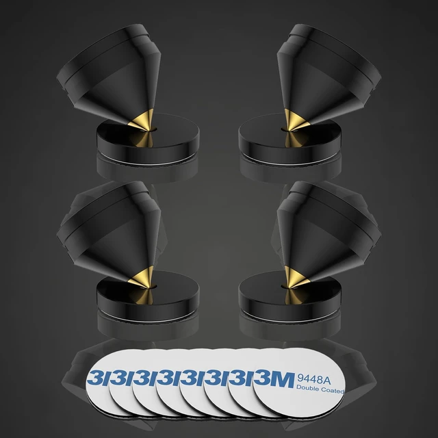 Alt view image 3 of 7 - 4Pcs Speaker Spikes Stand HiFi Speaker Isolation Feet with Non-Slip Rubber Pads for Audio,Speakers,Subwoofers,Turntable DAC etc (24mmx23mm, Black)