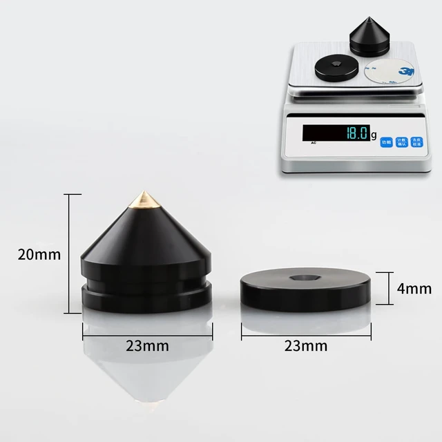 Alt view image 4 of 7 - 4Pcs Speaker Spikes Stand HiFi Speaker Isolation Feet with Non-Slip Rubber Pads for Audio,Speakers,Subwoofers,Turntable DAC etc (24mmx23mm, Black)