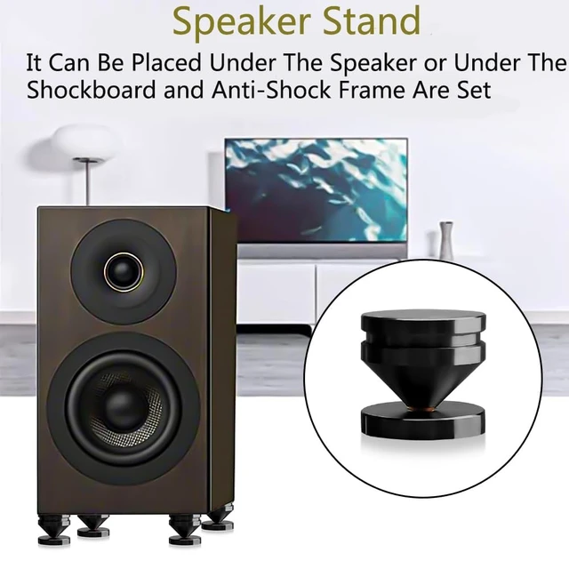 Alt view image 7 of 7 - 4Pcs Speaker Spikes Stand HiFi Speaker Isolation Feet with Non-Slip Rubber Pads for Audio,Speakers,Subwoofers,Turntable DAC etc (24mmx23mm, Black)
