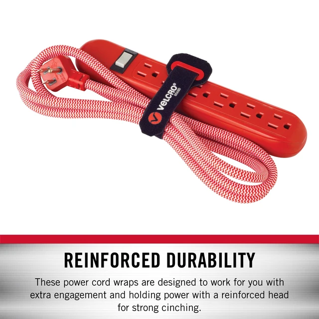 Alt view image 4 of 7 - Power Cord Wraps, Slotted Grommet, 12 Inch, 2 Pack Heavy Duty Straps For Extension Cords; Snag-Free Cinching For Garage, RV, Workshop Organization and Storage; Black and Gray