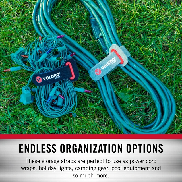 Alt view image 6 of 7 - Power Cord Wraps, Slotted Grommet, 12 Inch, 2 Pack Heavy Duty Straps For Extension Cords; Snag-Free Cinching For Garage, RV, Workshop Organization and Storage; Black and Gray