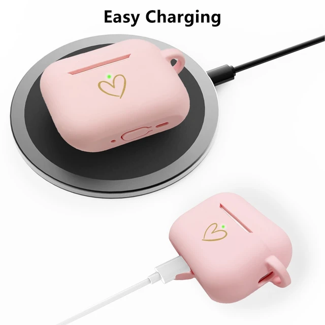 Alt view image 3 of 7 - Compatible with AirPods Pro 3 Case Cover 2025, Soft Silicone Case with Gold Heart Pattern for AirPods Pro 3rd Generation Case with Pendant Keychain for Girls Women (Pink)