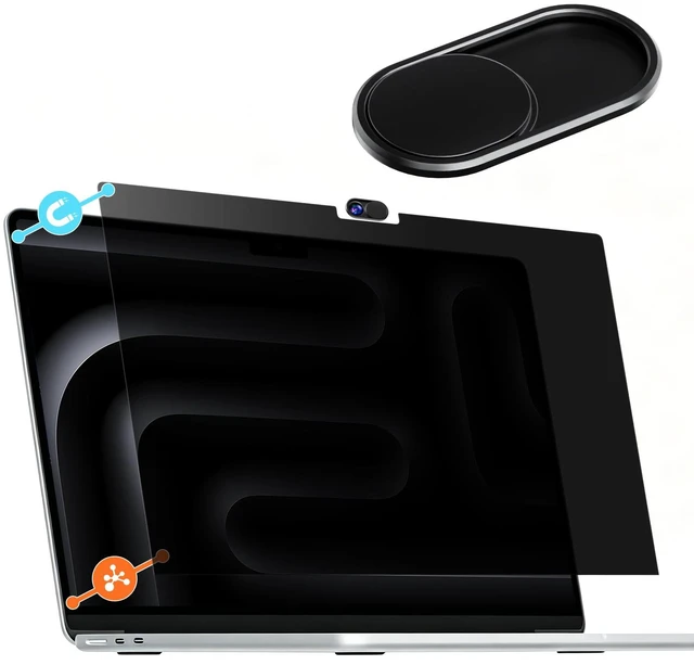 Main image of Magnetic MacBook Privacy Screen for MacBook Pro 16 & 16.2 Inch 2021-2024 (M1, M2, M3, M4, Pro, Max), Removable & Reusable Magnetic Anti-Glare Matte Protector Private Filter Filter with Lens Cover